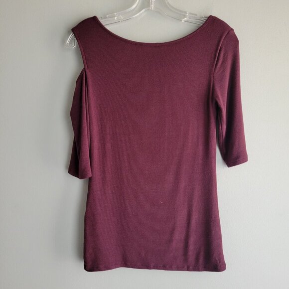 Goldray Garima Asymmetric Cold Shoulder Tops, Burgundy, Size M - Picture 7 of 12